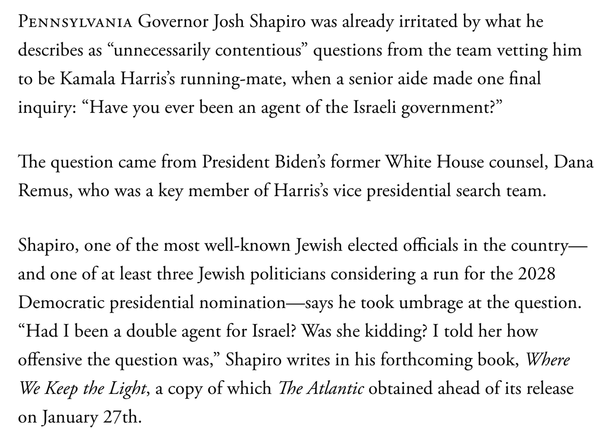 virtueemoir29's tweet image. If it wasn't so petty, it would be almost impressive how eager Shapiro is to attempt to sabotage a Harris 2028 run. 

It's very evident he's threatened by her: that's the reason he's going out of his way to "expose" her.

His arrogance will sink him.

theatlantic.com/politics/2026/…