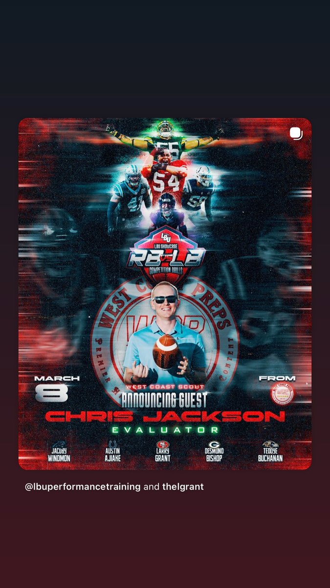 LBUTraining's tweet image. 🚨 SPECIAL GUEST EVALUATOR 🚨
We’re locked in 🔒

@westcoastpreps_ Owner &amp;amp; CEO Chris Jackson will be in the building evaluating NorCal’s top LB &amp;amp; RB talent at the LBU Showcase.

📍 March 8 | George Rush Stadium | SF
🏈 LBU LB vs RB Showcase

🔗 Sign up: form.jotform.com/260054802698158