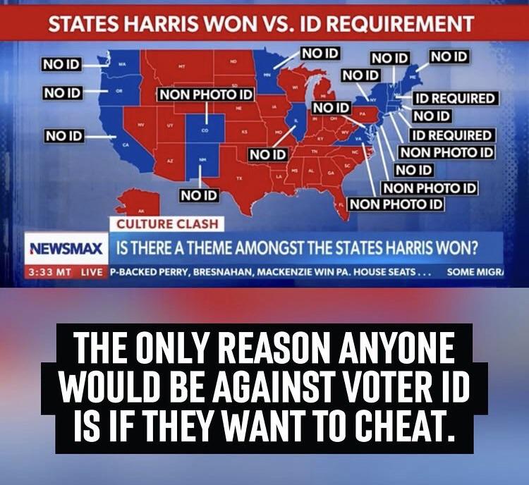 PoliticalStacy's tweet image. It isn't rocket science, folks. If you are against having to show identification to vote - you want to fucking cheat.