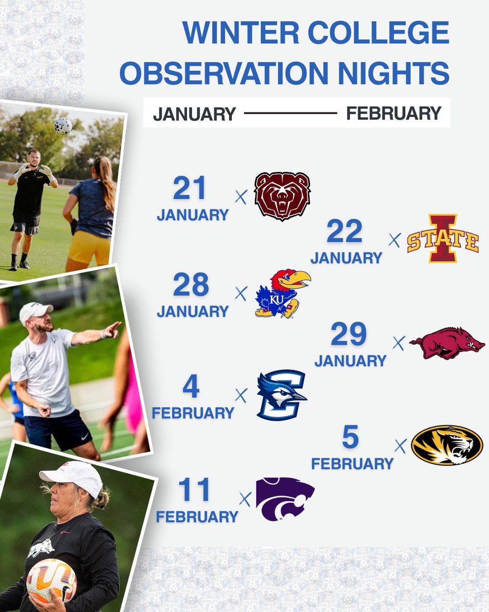 MarcusKelcher's tweet photo. We could not be any more excited to welcome these top college programs into our  @AthleticsKCECNL training environment in the coming weeks.  Our Winter College Observation Nights officially kick off this week! 

@KCACElite08ECNL @kcaecnl2009 @KCAECNL2010g @KCA2011GECNL https://t.co/B5biRR6G6v