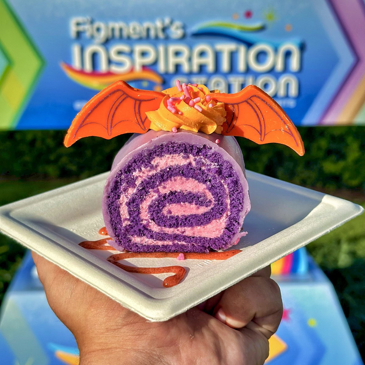 TuckBeck's tweet image. The Figment Fantasy Cake at Figment’s Inspiration Station, is an absolute MUST this year! It’s one of the new treats at Disney, for Epcot’s Festival of the Arts! 💜
.
#DisneyBlogger #FestivaloftheArts
#EpcotFestivaloftheArts #Disney
#Epcot #WaltDisneyWorld ✨