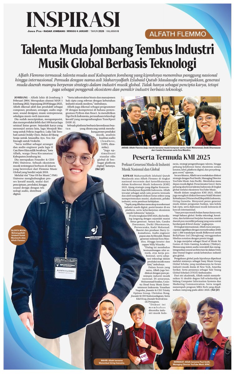 Alfath Flemmo — Founder and CEO FMG Universe | Music-Tech Innovator, Composer &amp; Producer | Bridging music, AI &amp; software engineering, Python | Sony Music Group Global Scholar NYC USA | YYGS Ambassador | 100+ original works, global B2B projects | Portfolio: FlemmoMusic.com