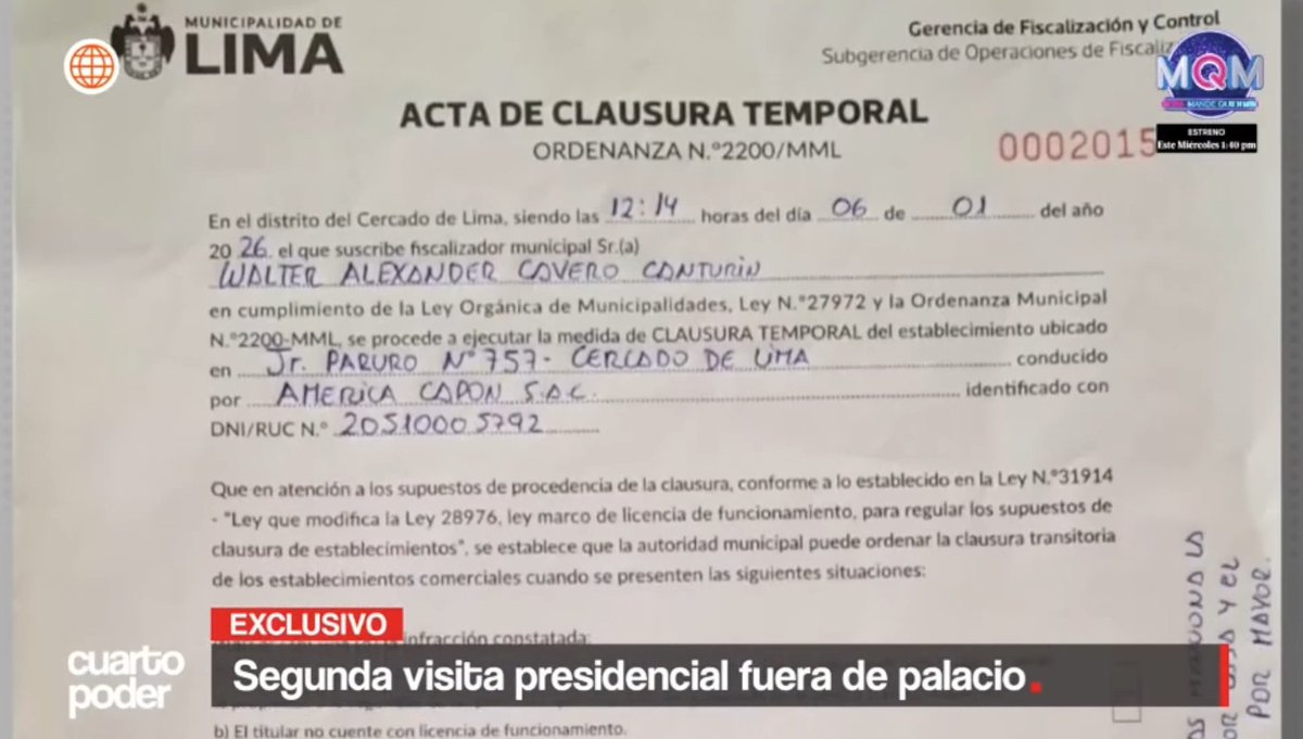 #OJO GRAVE. Otra reunión secreta de Jeri con el empresario chino Zhihua Yang. Imágenes del 6 ENE 2026, revelan la visita de Jeri a la tienda Market Capon, centro de abastos del empresario, q casualmente estaba CLAUSURADA por el municipio y sin atención al público, salvo para Jeri