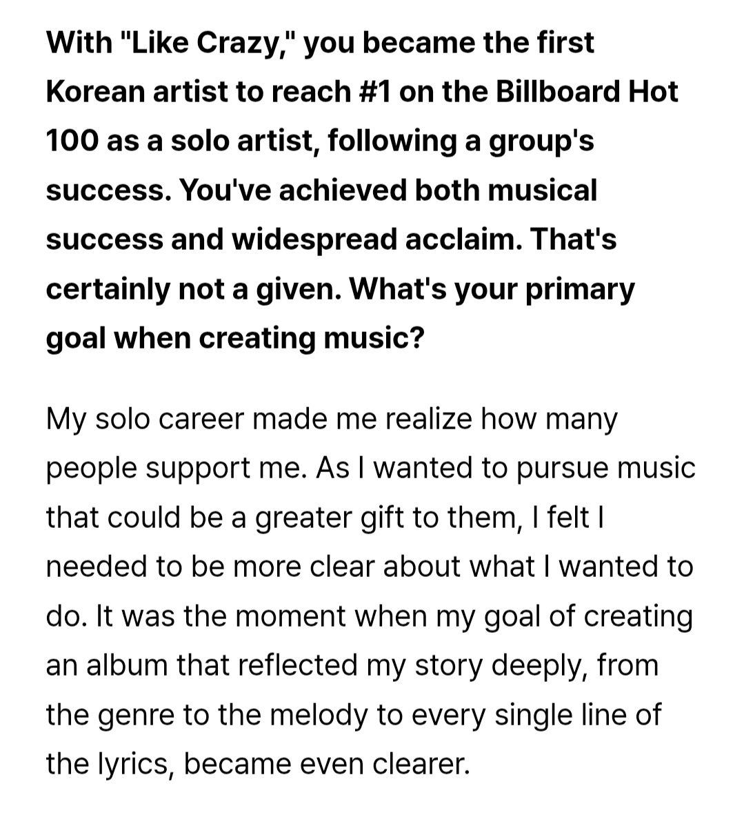"my solo career made me realize how many people support me" 😭