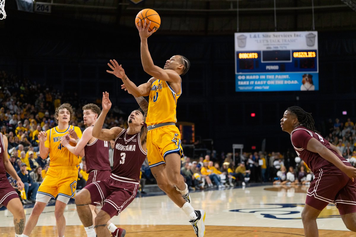 MSUBobcatsMBB's tweet photo. Lots to celebrate in our rivalry win last night! ⬇️

▪️ 24 points by Davian Brown
▪️ Jed Miller's first career double-double (11 pts, 11 reb)
▪️ Double-digit outings for Jeremiah Davis (13 pts) and Patrick McMahon (11 pts)
▪️ Fifth-straight home W

#Attitude | #GoCatsGo https://t.co/Hm2T0c6VoD