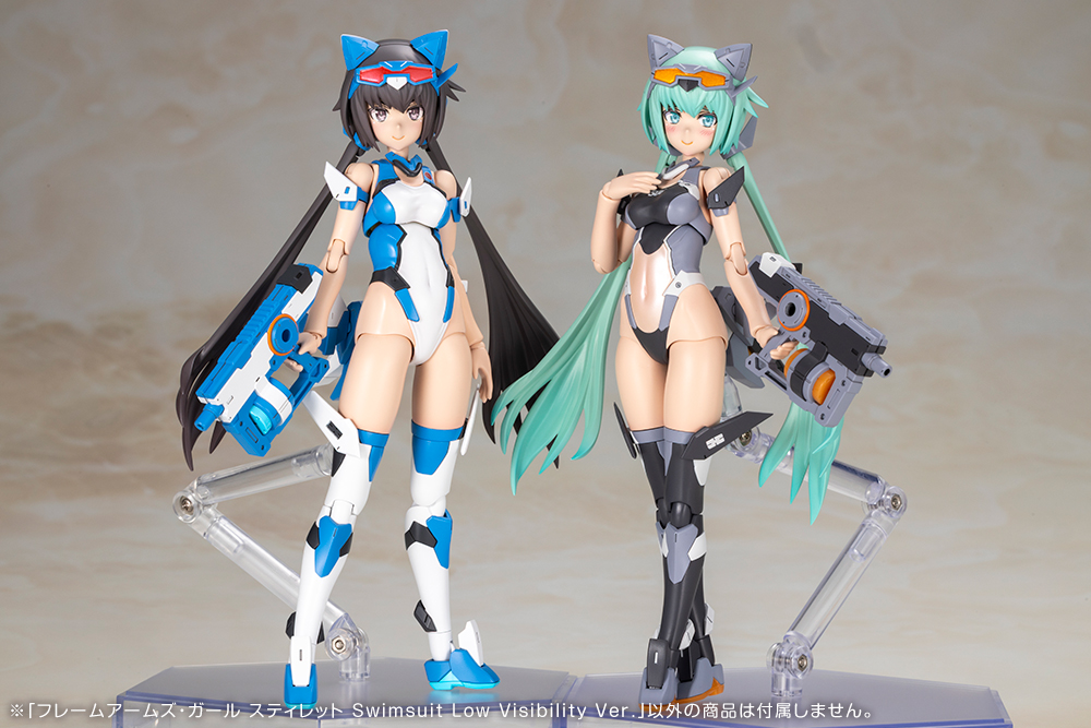 kotobukiya_p's tweet image. 【明日1月20日午前11時ご予約受付開始！】「スティレット Swimsuit Low Visibility Ver.」がロービジカラーVer.で商品化！
お腹については新規カラーリングとなっています。
新規表情の塗装済み顔パーツ、「おしとやか笑顔」「叫び笑顔」「びっくり顔」の３種が付属します。
#コトブキヤ #FAガール