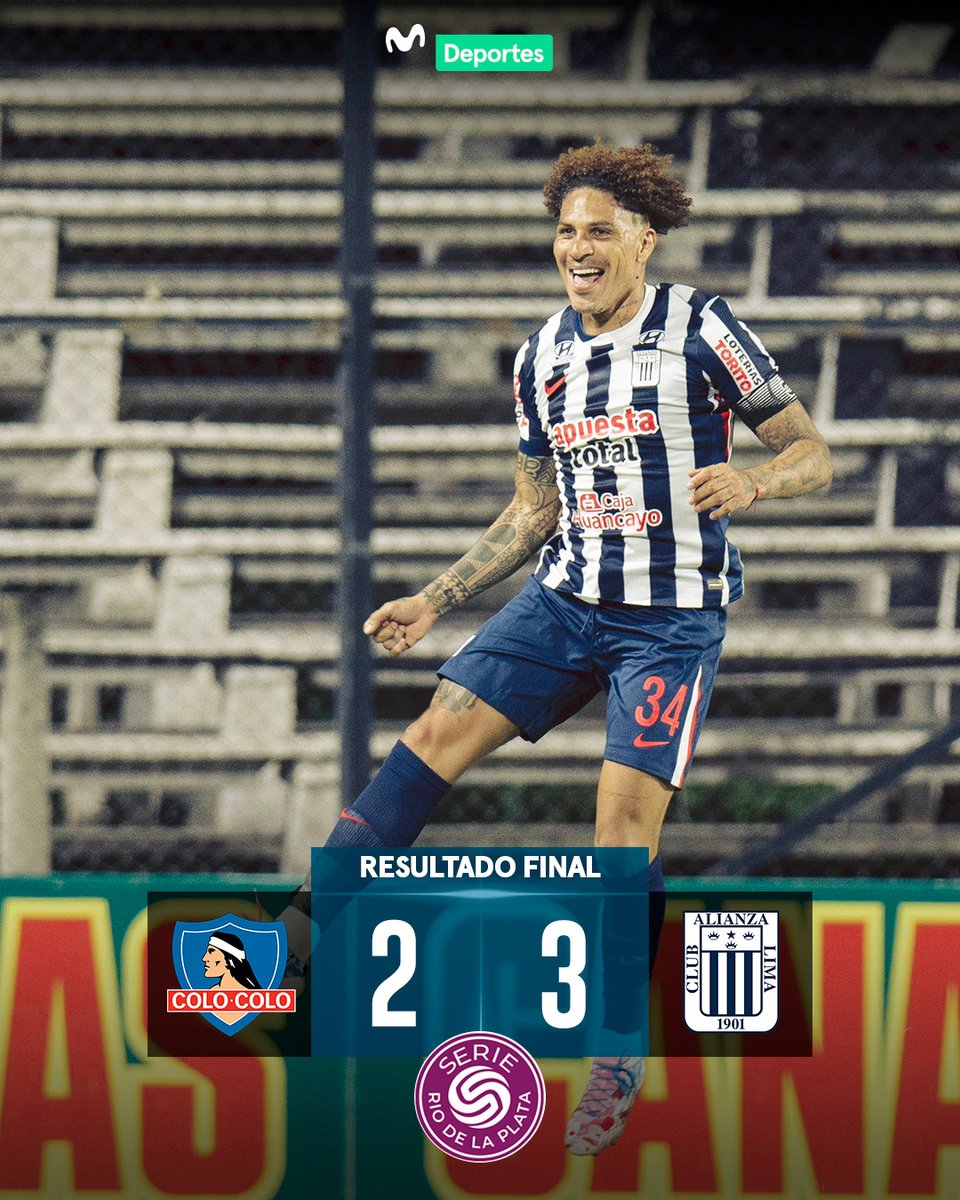 MovistarDeporPe's tweet photo. ¡Final del partido! Alianza Lima venció por 2-3 a Colo-Colo en el Parque Viera, en su último amistoso por la Serie Río de la Plata. ⚪️🔵🏆

⚽️ Paolo Guerrero, Luis Ramos y Alan Cantero marcaron los goles que sellaron la victoria del cuadro ‘Blanquiazul’. https://t.co/wR4c4gvtBm
