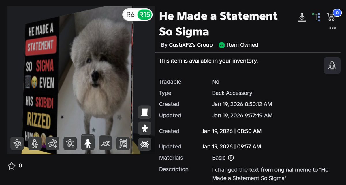 He Made a Statement So Trash in Brainrot Version
Meme Accessories

roblox.com/catalog/104710…

#ROBLOX #robloxugc #Trending #UGCcreator