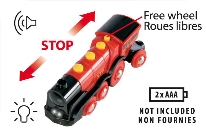 BRIO_JP's tweet photo. 「電動か手動、どっちの電車がいい？」 迷ったらこれ一択！マイティーアクション機関車🚃💨

✅ スイッチ一つで電動⇔手動の切替OK 
✅ 電池が切れても手転がしで遊べる 
✅ シュポポ音＆ライト点灯が超リアル 
✅ 坂道もグイグイ登るパワフルさ

赤×黒のレトロな見た目が可愛くてママも癒される…🥰👇 https://t.co/7ADRDvYafj