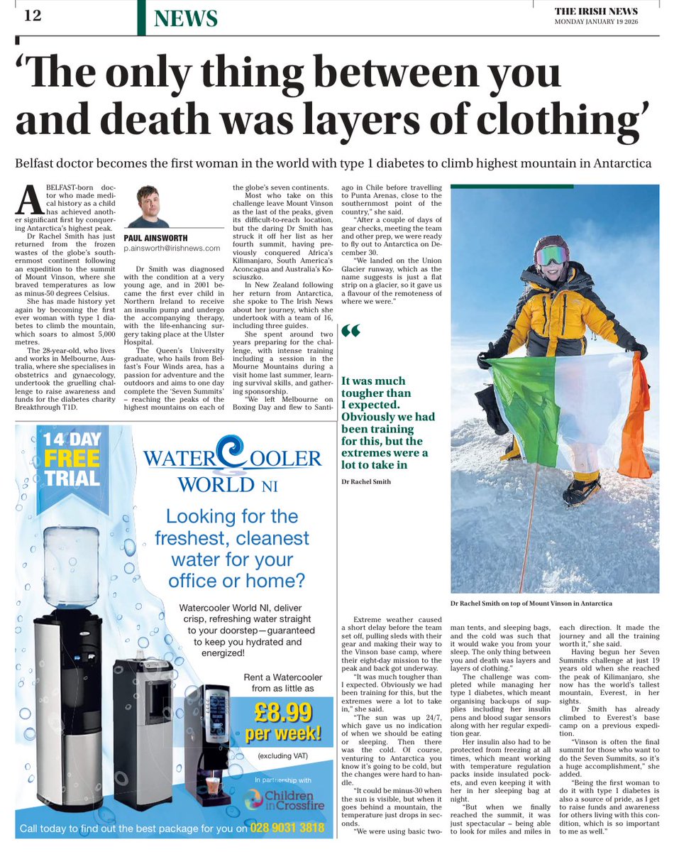 Seanofthesouth's tweet image. ▪️ #Local South Belfast lass #MakingHistory Well done Rachel.! 

Reaching Antarctica’s highest peak  @ 5000m @ -50 degrees Celsius is no small feat!
Rachel is the first ever woman with Type-1 diabetes to climb Mount Vinson.

Fantastic..!..👏👏💥

@OLSPCK #Belfast  #Ireland ☘️