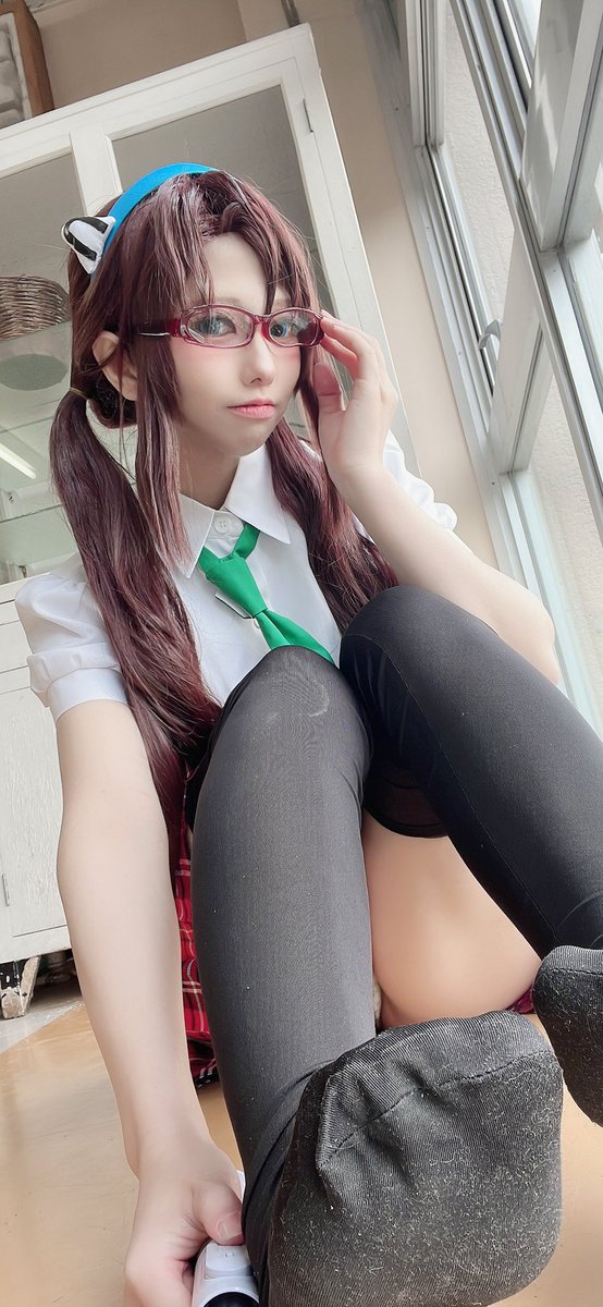 眼鏡×制服×猫耳コスプレ