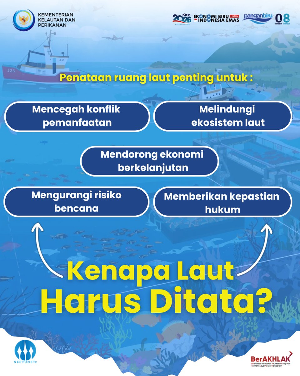 uttaram03's tweet photo. Sahabat Bahari, Laut yang tertata adalah kunci masa depan! Bukan cuma soal ekonomi, tapi juga menjaga ekosistem tetap seimbang. Lewat kolaborasi semua pihak, kita pastikan laut Indonesia tetap jaya untuk generasi nanti.
#2026KKPGrowStronger #pentingnyamenata5U3BN https://t.co/iqhFSjSPRd