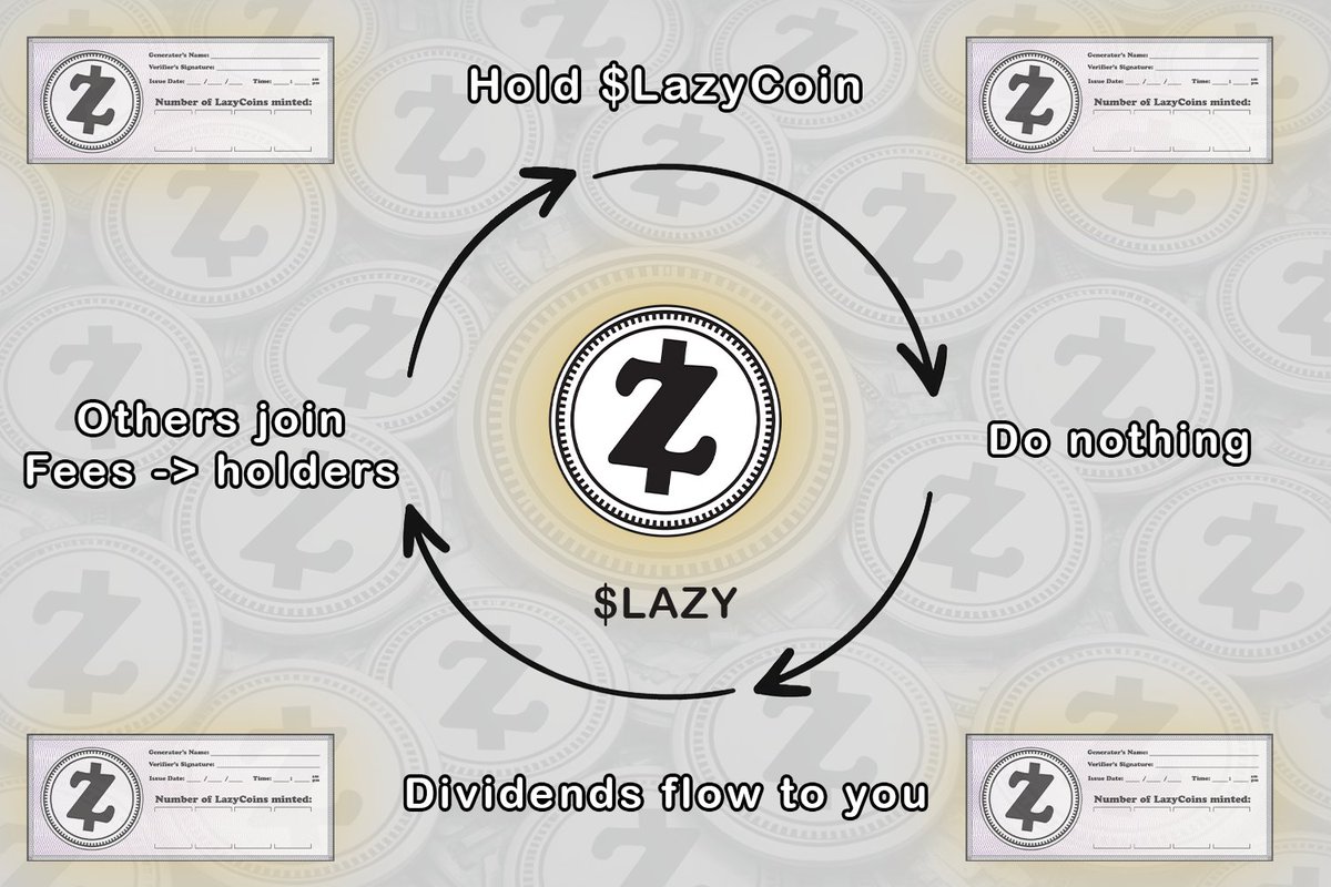 LazyCoinBAGS's tweet image. In 2014, LazyCoin proposed proof of non-work - value
created by doing nothing.
github.com/antiboredom/la…

It was satire, but the infrastructure didn't exist.

A decade later, bags makes it real. Using @DividendsBot, fees are automatically distributed to holders.

Essentially: do…