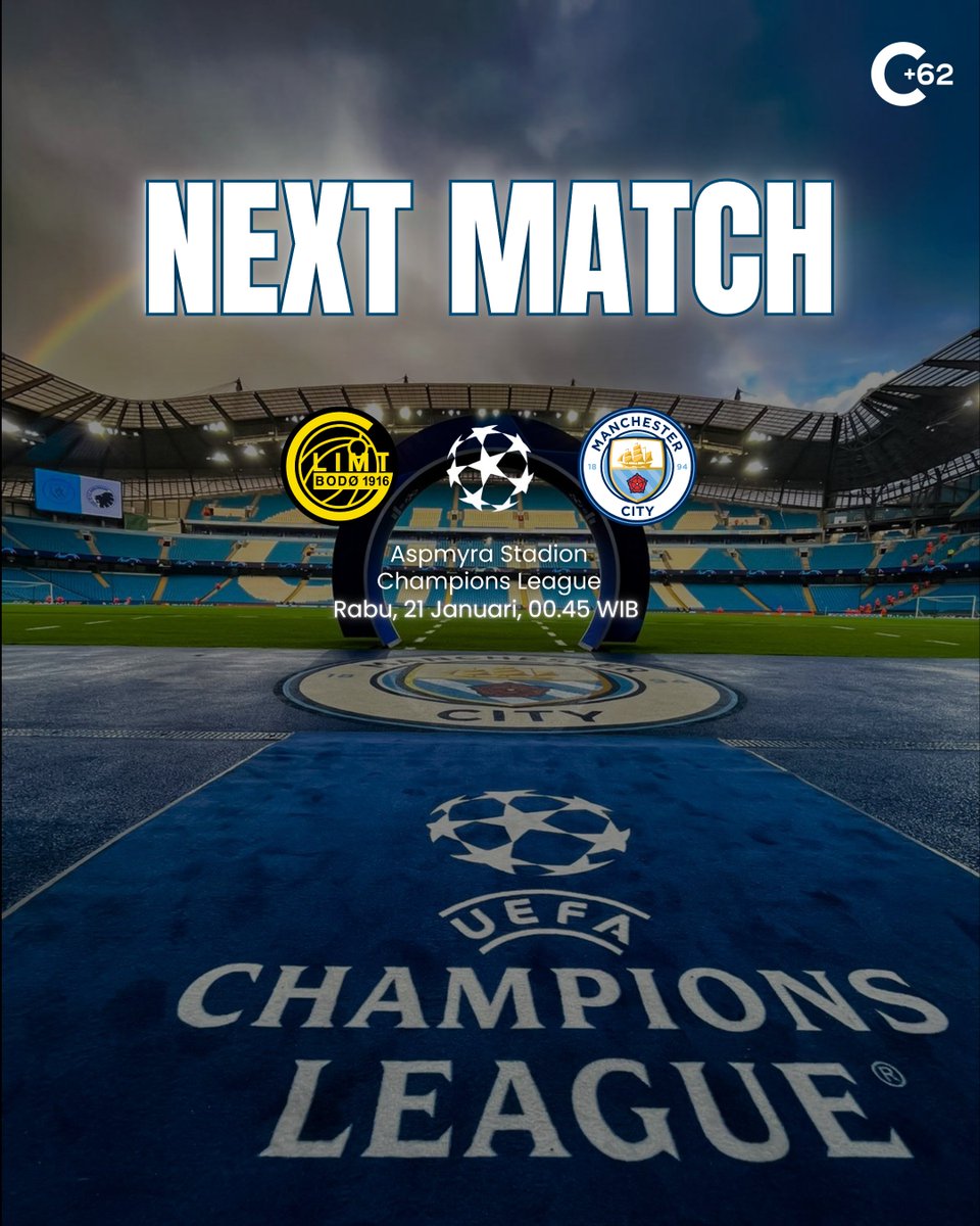 NEXT MATCH‼️

⚽️Bodø/Glimt vs #ManCity
🏆Champions League #MD7
🏟Aspmyra Stadion
📆Rabu, 21 Januari, 00.45 WIB

Bertandang ke negaranya Haaland, prediksinya zenss?👇🏻