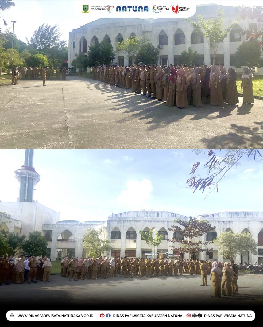 Dinas Pariwisata Kabupaten Natuna melaksanakan rutinitas apel senin pagi bersama di Komplek Masjid Agung Natuna Gerbang Utaraku.

Peserta apel terdiri atas Dinas Pariwisata, Dinas Pemuda dan Olahraga, Dinas Sosial dan Dinas Pemberdayaan Perempuan Kabupaten Natuan.