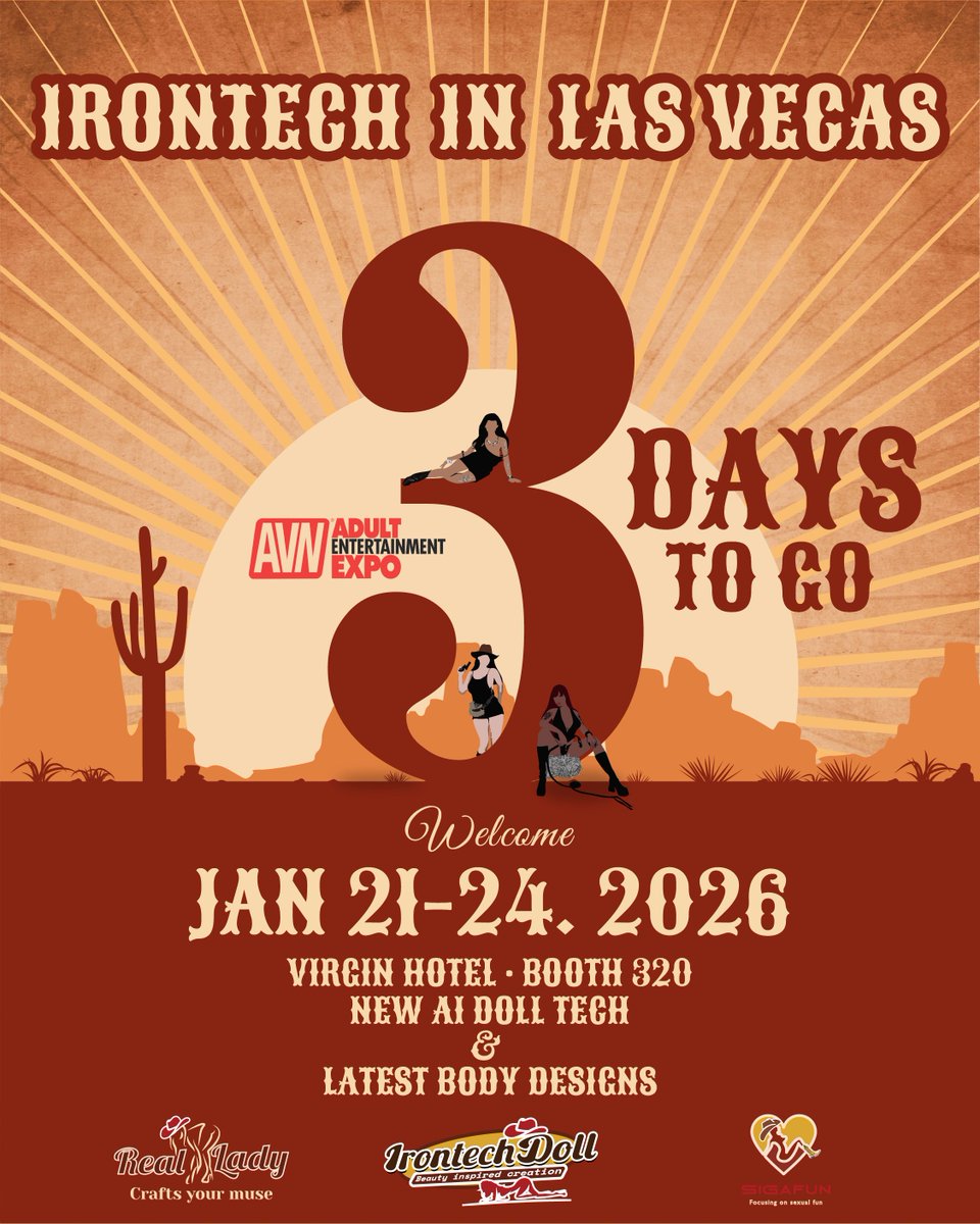 🔥Vegas is calling. 📷3 days to go！  Irontech Doll × Real Lady × Sigafun Join us at AVN Adult Entertainment Expo  📷Virgin Hotel · Booth 320 📷 New AI Doll Tech 📷#avn #irontech #irontechdoll #reallady #realladydoll #sigafun