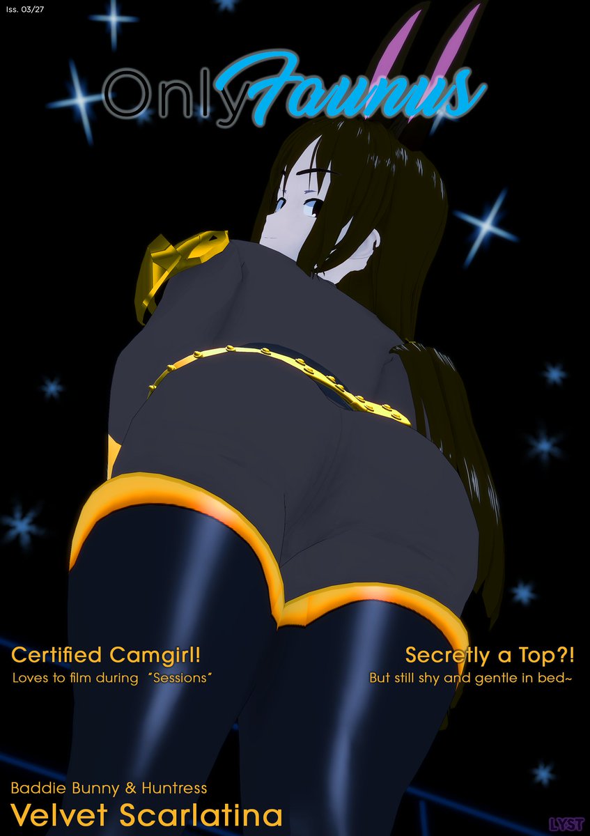 Lyst3D's tweet photo. RWBY OnlyFaunus Magazine cover

The cutest bun in all of Remnant, Velvet!

(Nude alt in comments.)
#RWBY #VelvetScarlatina #NSFW https://t.co/UuHEoQOZjl