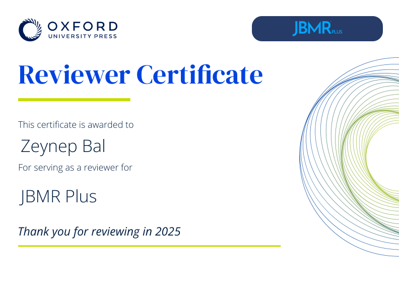 zeynepbal's tweet photo. Honored to serve as a reviewer for JBMR Plus in 2025.
Thank you for the certificate @JBMRPlus  @OUPAcademic https://t.co/YH6GUWMwMp