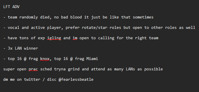 Team died, LFT ADV again unfortunately!

more info below ⤵️
