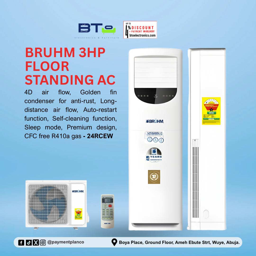 paymentplanco's tweet image. Bruhm BAF-24RCEW-24000
3HP NORMAL_FLOOR STANDING R410 GAS with Kit.

1st Payment 425,425 Monthly Installment 158,015 Plan 1,215,500 Outright 1,028,500.

3 Purchase Options - Outright pay/Payment plan/ Pre-purchase 
@abujastreets
@ABUJAPLUG 
#AFCON2025 #Bruhm #AClovers