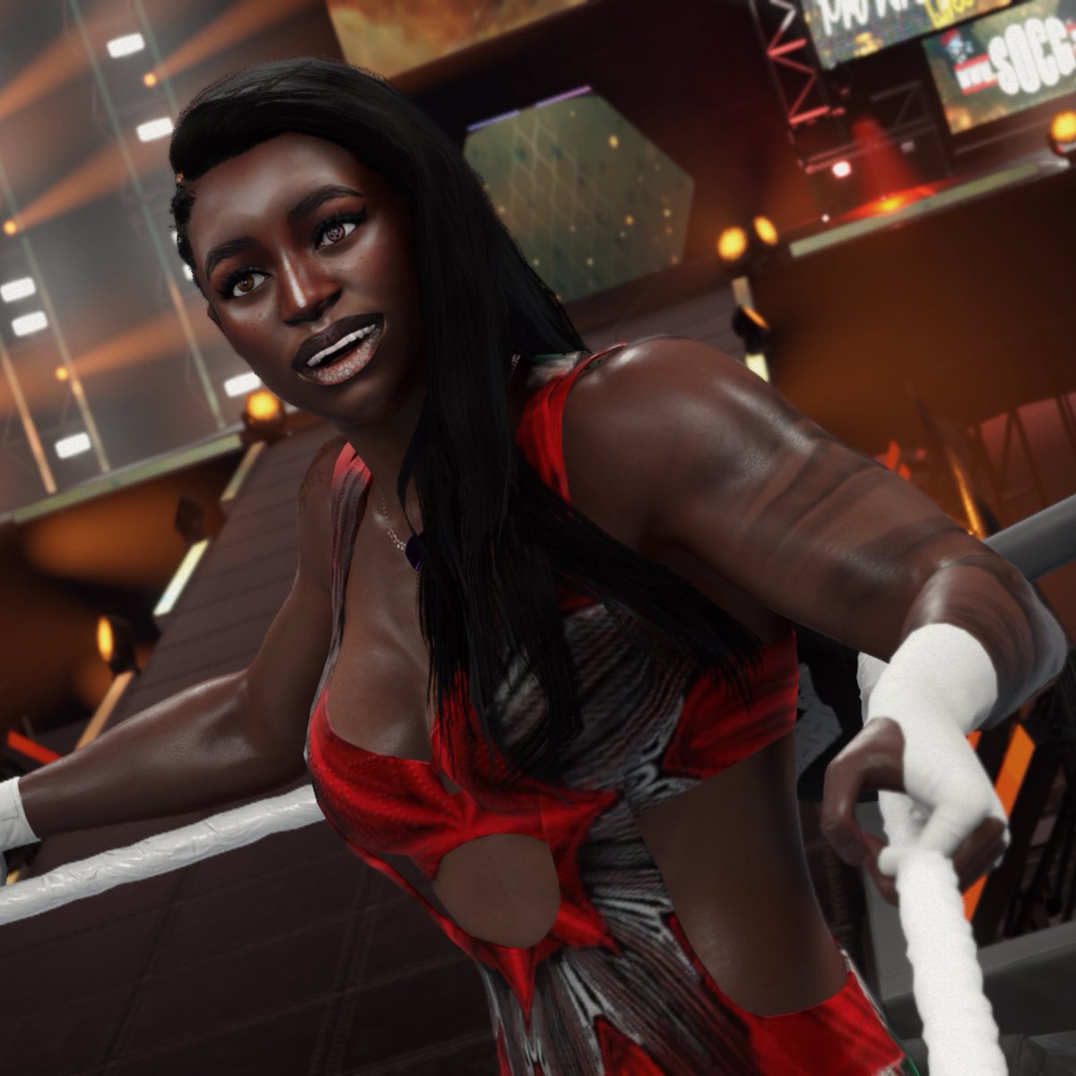 khkreator's tweet image. “𝗟𝗶𝘀𝘁𝗲𝗻 𝘁𝗼 𝗺𝗲 𝗻𝗼𝘄, 𝗜'𝗺 𝗹𝗮𝘀𝘁𝗶𝗻' 𝘁𝘄𝗲𝗻𝘁𝘆 𝗿𝗼𝘂𝗻𝗱𝘀”
[Revamped Natalie Payne - Road to 2K26]

Big Thanks to @AMSierra for making the face texture, she's so goated as always!

#WWE2K25 #CAW