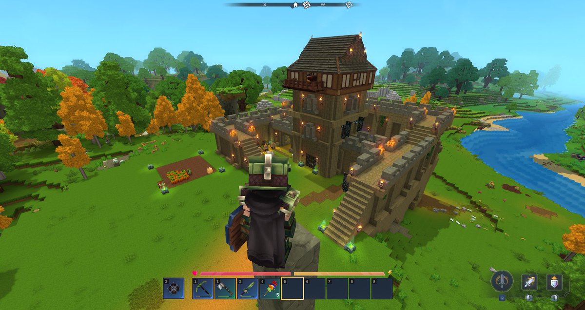 I restored one of these ruined tower houses in Hytale, and have been living in it. I'm pretty proud of how well it came out. Gives a feeling of how it used to look in this world's history. #Hytale
