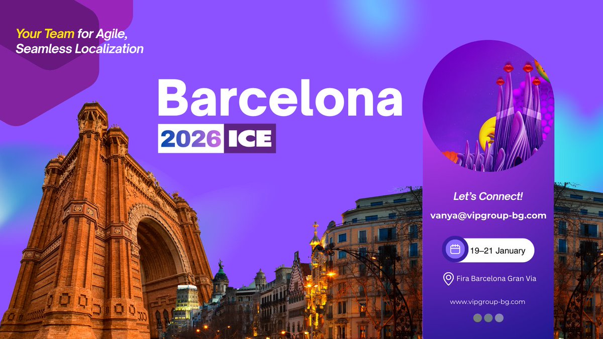 Heading to ICE 2026 in Barcelona! Looking forward to thoughtful exchanges and shared insights. 🌍✨
👉 Let's connect! vipgroup-bg.com  

#ICE2026 #ICEBarcelona #LanguageSolutions #Localization #GlobalCollaboration #Event