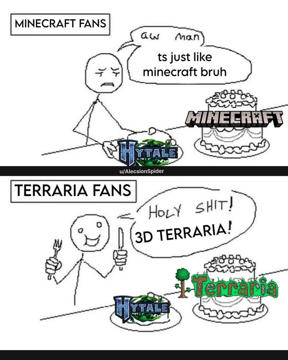 HytaleAlerts's tweet image. After seeing hundreds of 'two cakes' memes, this one is easily the funniest 😂