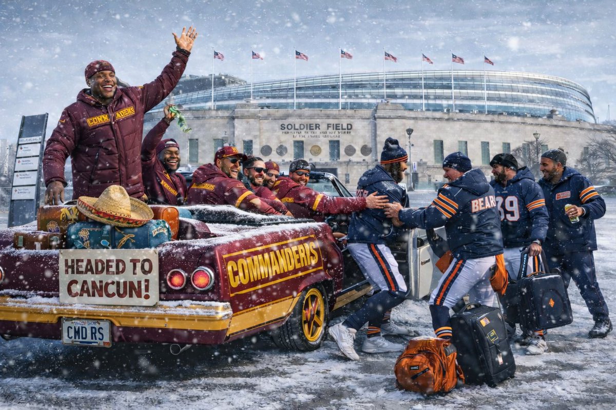 HogfarmerChris's tweet image. Get in @ChicagoBears.  Its cold. 

 We picking yall up to enjoy some warm weather. 

We headed to Cancun now❗️🤣☠️
#RaiseHail