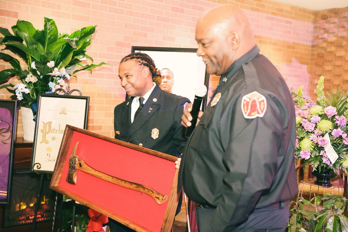 The honorary axe given by STL Fire Captain Mosby to the family of deceased firefighter.
