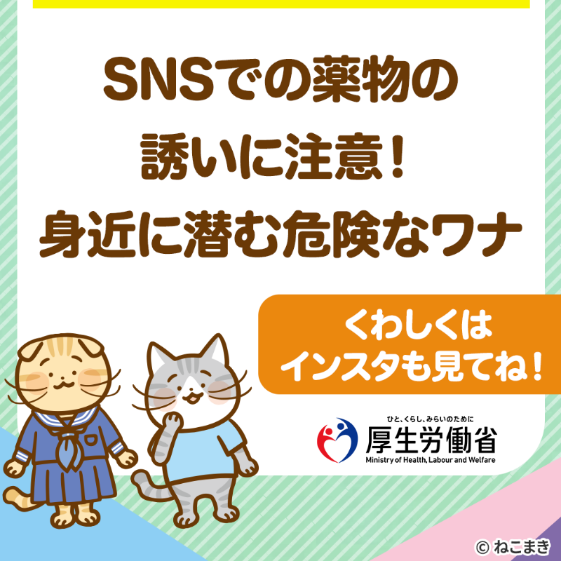 StopTheDrug's tweet photo. SNSでの薬物の誘いが増加中💦 
「体に害はない」「一回だけなら大丈夫」など
間違った知識や情報が氾濫しています！
 
正しい知識で判断し、はっきり断る勇気を持とう。
困ったら信頼できる大人に相談を！
 
    詳しくはインスタをチェック👇