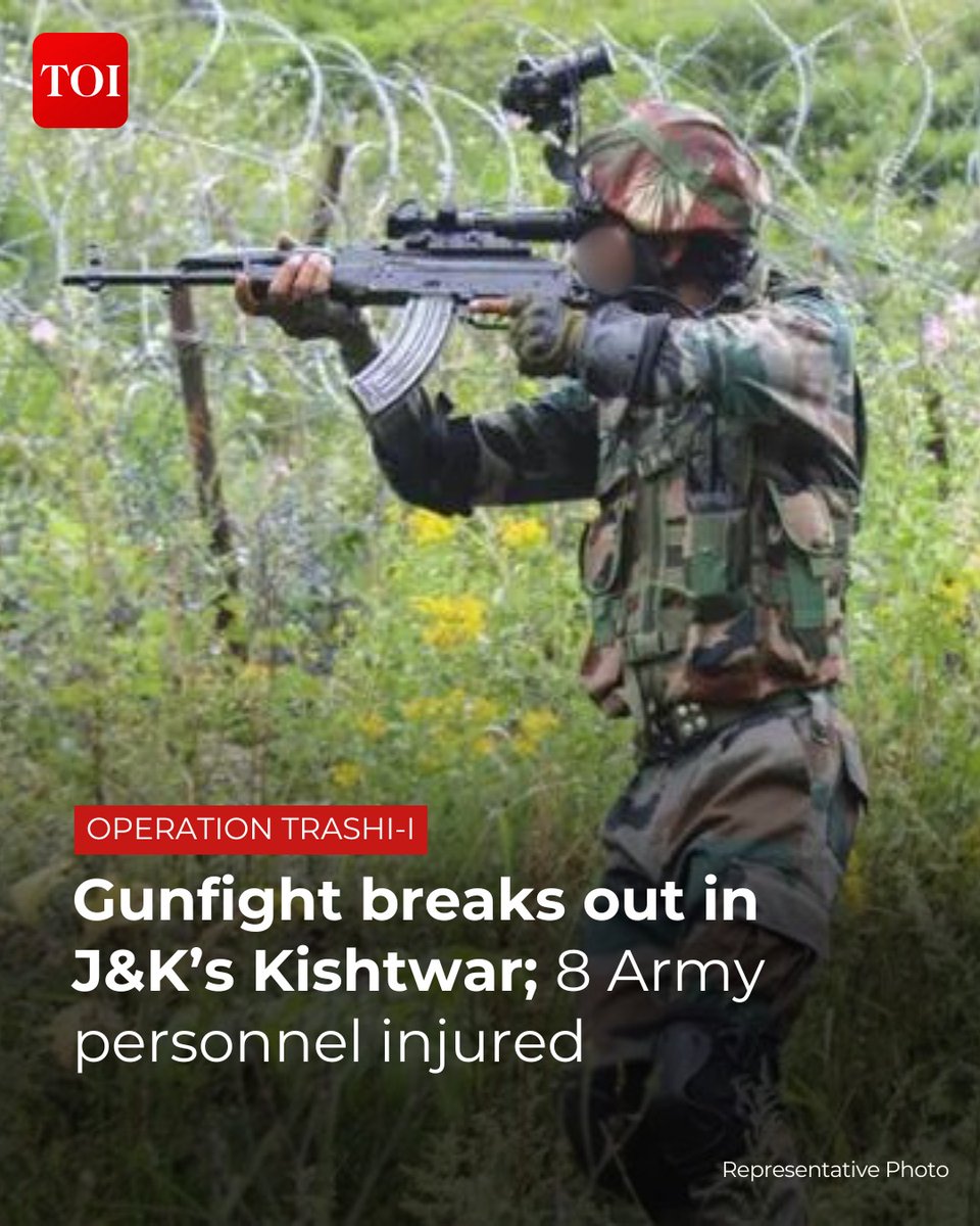 Eight #Army personnel were injured on Sunday in a prolonged gunfight with terrorists in a remote forested area of the upper reaches of Jammu and Kashmir’s #Kishtwar district.

Details here 🔗toi.in/gCd2nZ

#jammuandkashmir #IndianArmy #Sonnar #Chatroo