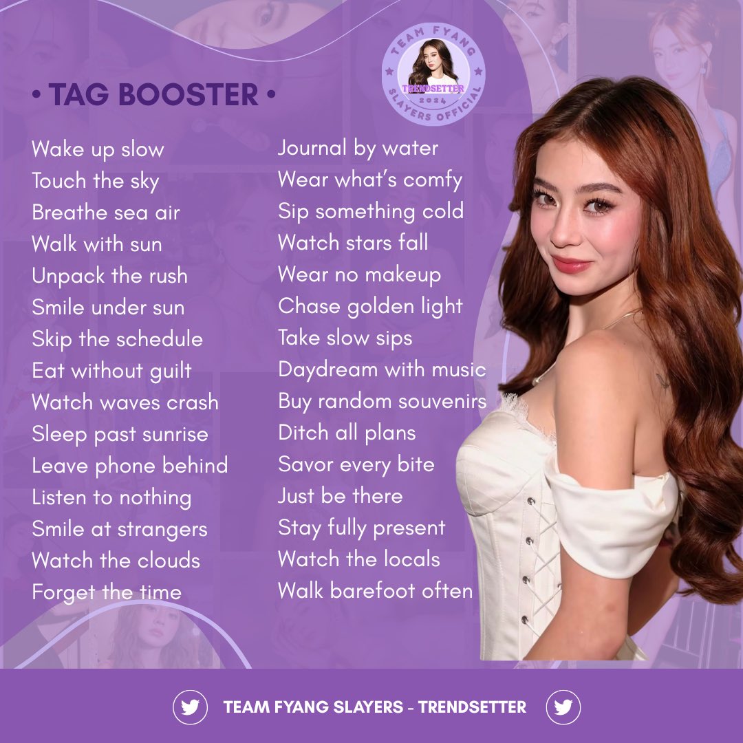 SlayersTrends's tweet image. Tag booster number three!

Please use the tag and engage.

Reply • Retweet • Quote Retweet • Engage

FYANGsarap Sa MANGINASAL
#NapapasarapPagKaingMangInasal