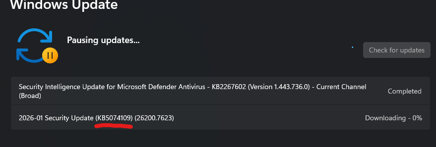 _Jarnefeldt's tweet image. 一部の人は、2026年1月17日に配信された Windows アップデート以降、ゲームのパフォーマンスや VRChat の動作に問題が発生している可能性があります。
もし Windows セキュリティ更新プログラム 2026-01（KB5074109）（26200.7623）…
