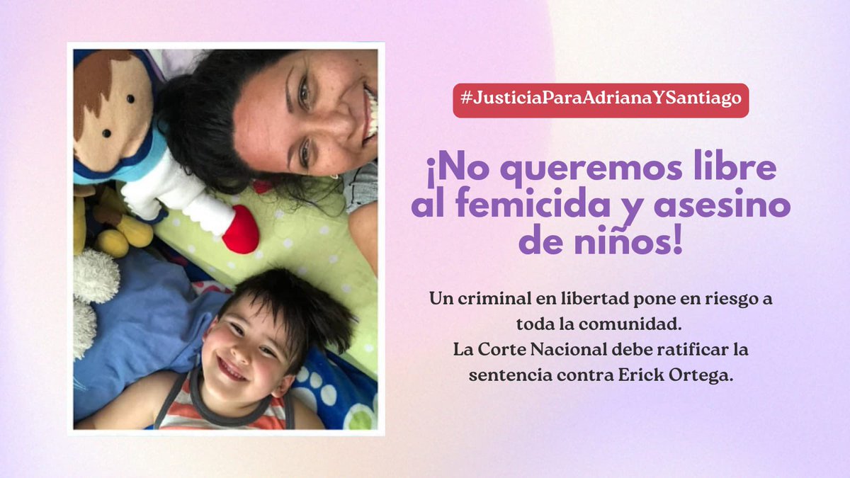 🔴 Erick Ortega ya fue hallado culpable en dos instancias judiciales. Hoy exigimos que la Corte Nacional ratifique la sentencia y garantice justicia para Adriana y Santiago. #JusticiaParaAdrianaYSantiago <a href="/CJudicaturaEc/">Consejo de la Judicatura</a> <a href="/MarioGodoyEc/">Mario Godoy</a> <a href="/Ppsuing/">Jose Suing Nagua</a> <a href="/CorteNacional/">Corte Nacional de Justicia</a>