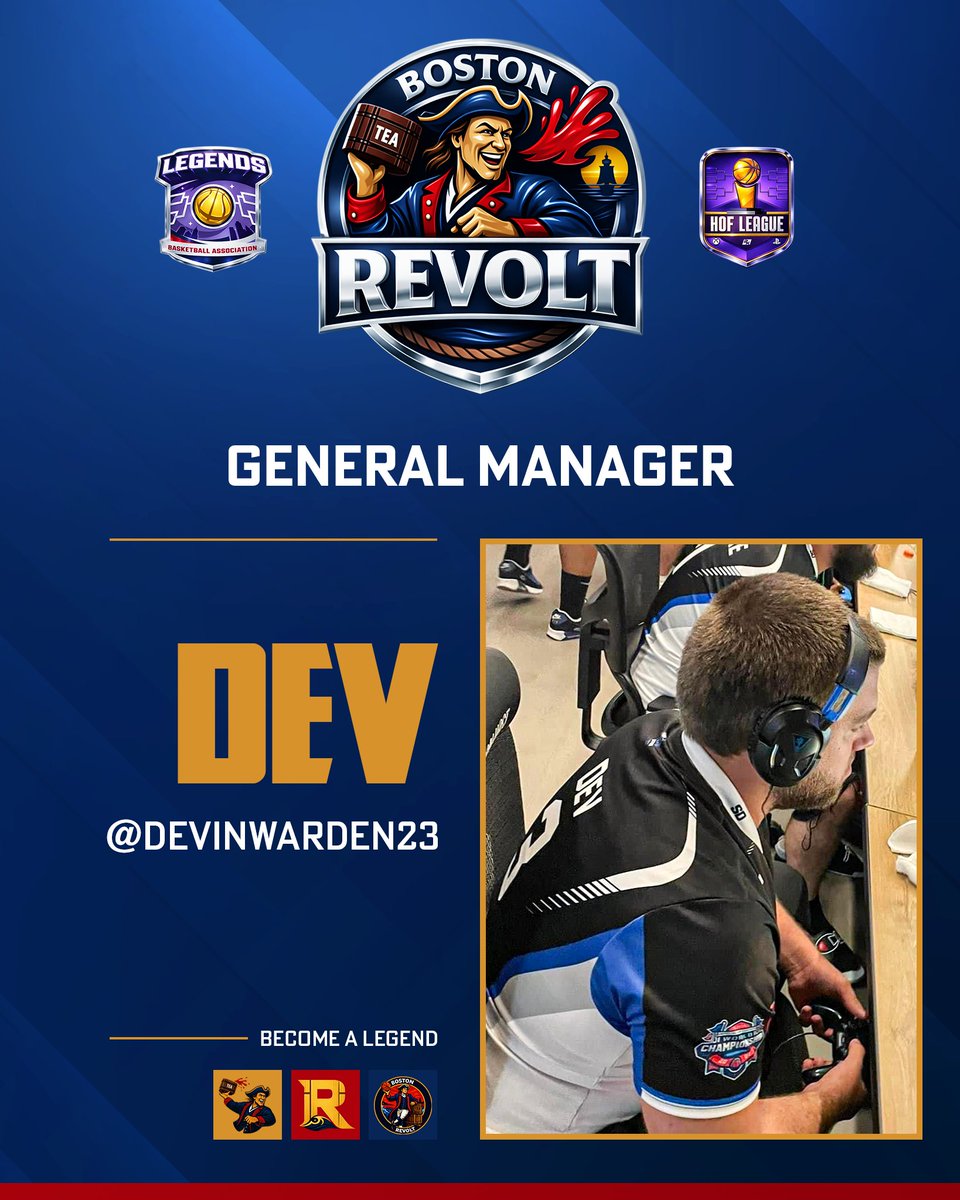 TheLBALeague's tweet image. Announcing the GM of the Boston Revolt for Season 1

@DevinWarden23 

Lets see if his squad really will work their tails off and bring Boston home a championship!

Combines are LIVE and have a prize pool available for competing today and tomorrow!

Sign up and join the Discord!