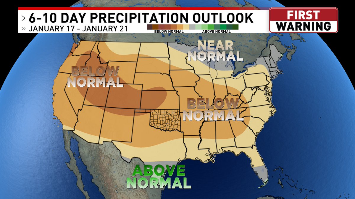 We have little to no precipitation in the forecast across Oklahoma for the next week or two. This will likely worsen drought conditions for us throughout the state as some counties are already at an extreme level!
#okwx