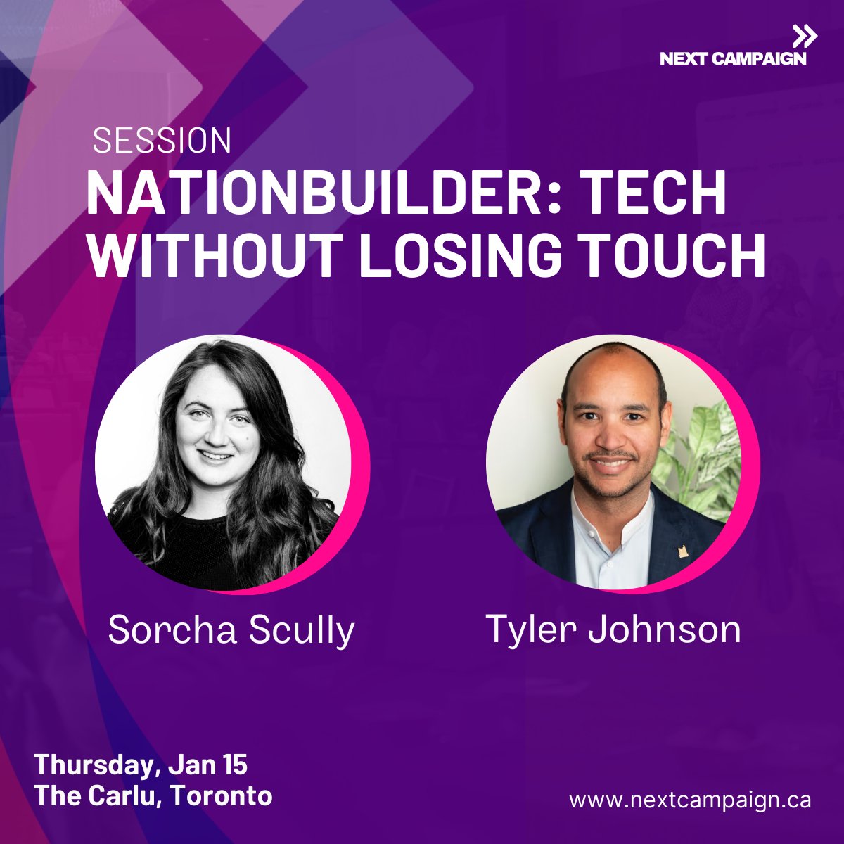 nextcampaign_ca's tweet image. Tyler Johnson and Sorcha Scully will be leading a breakout session on remaining authentic in the age of AI with NationBuilder.

Whether you’re running a local campaign, managing the central organization, or building infrastructure for your movement, this conversation will provide…