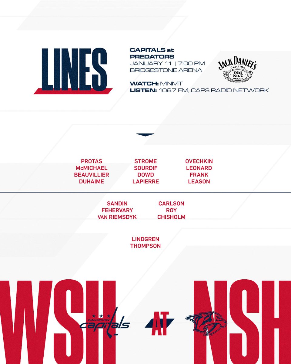 Capitals's tweet image. Lineys

#CapsPreds | @JackDaniels_US