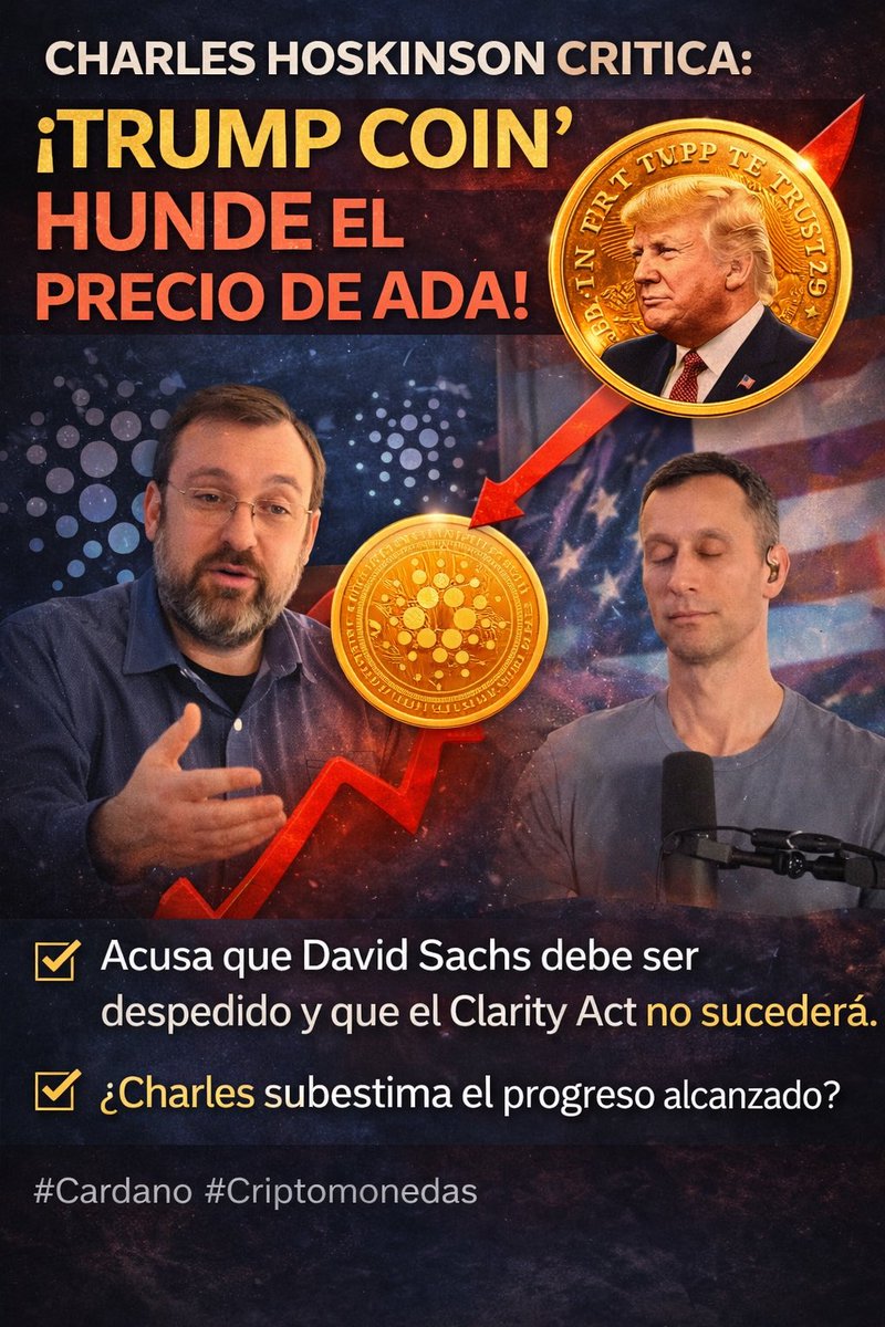 🔹 Charles Hoskinson critica el impacto de “Trump Coin” en el precio de ADA  Durante una reciente entrevista, Charles Hoskinson señaló que una moneda  temática de Trump afectó negativamente el precio de