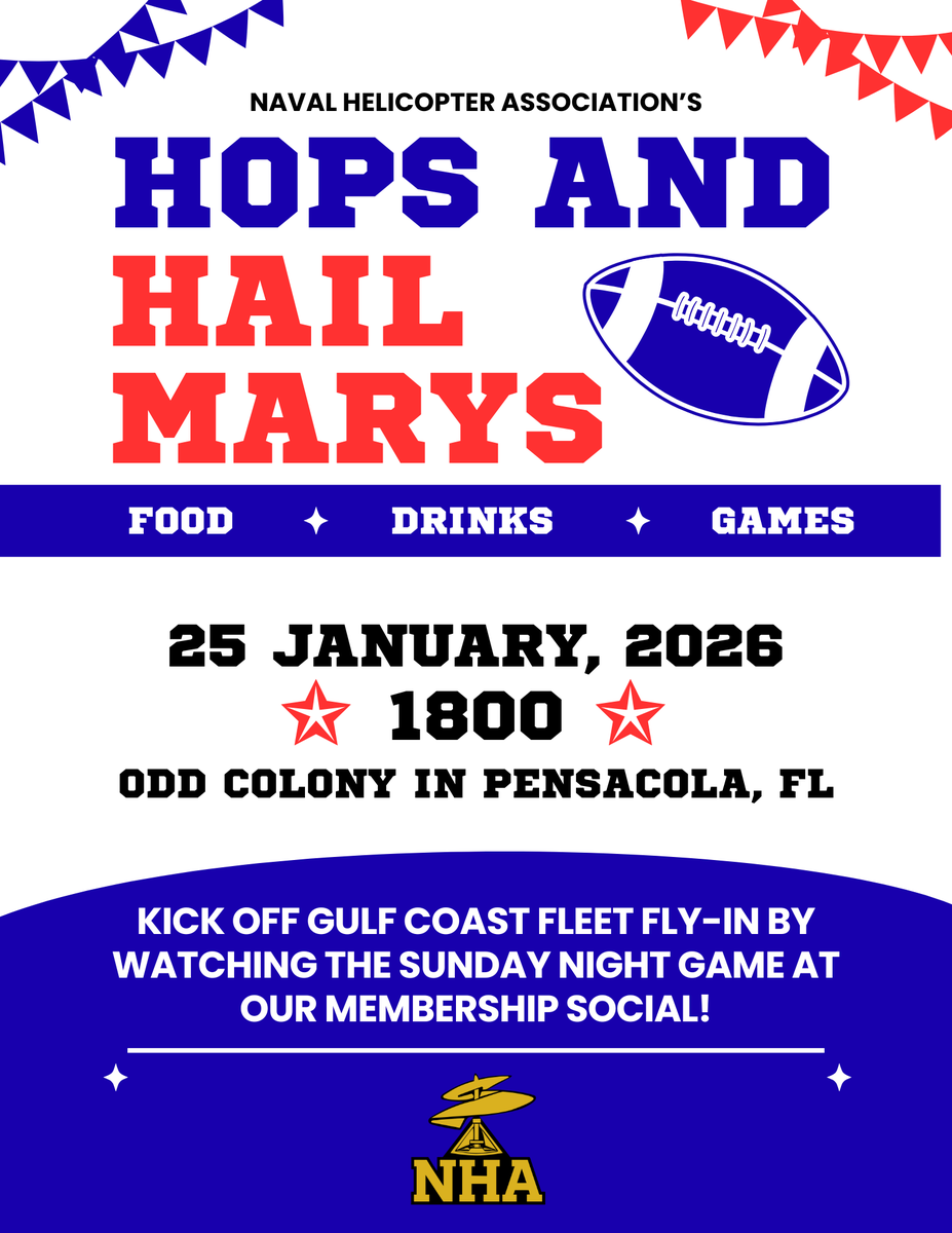NavalHelicopter's tweet photo. In 2 weeks, we are kicking off Gulf Coast Fleet Fly-In with a membership social! Mark those calendars to meet us at Odd Colony to watch the Sunday Night game and enjoy a beer on us. Still haven't registered for GCFFI? Head to the link in our bio and sign up now! https://t.co/5B10uvBZ9g
