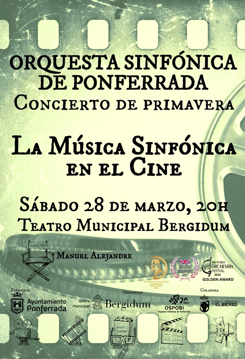 sinfonicaponfe's tweet photo. Hoy se ponen a la venta las entradas del próximo concierto: CONCIERTO DE PRIMAVERA - LA MUSICA SINFÓNICA EN EL CINE.
28 de marzo, teatro Bergidum.
Con este concierto se inaugura el año de nuestro 20 aniversario. Os esperamos. 
#ospobi #ospobi20años #ponferradaesmusica #BSO https://t.co/5PJdjNxVCT