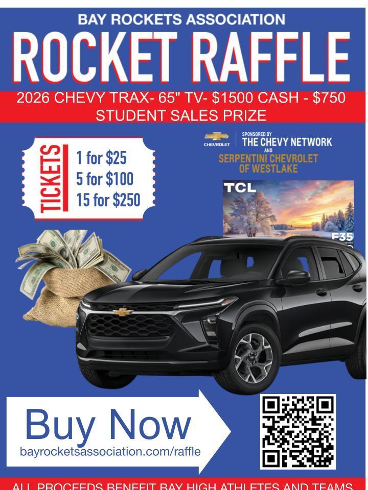 The Bay Rockets Association Presents the Rocket Raffle Car Raffle for a Chevy Trax  bayk12.org/o/westerly/art…