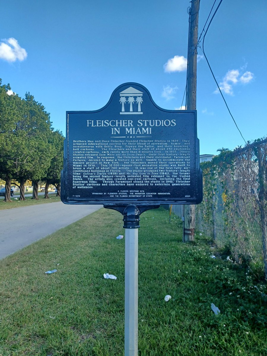 lukasdrawsart's tweet image. Totally missed this a few months ago but the old Fleischers Studios building in Miami got a historical marker apparently so cool stuff. Pic credit to WayFast2291 on the Reddits.
