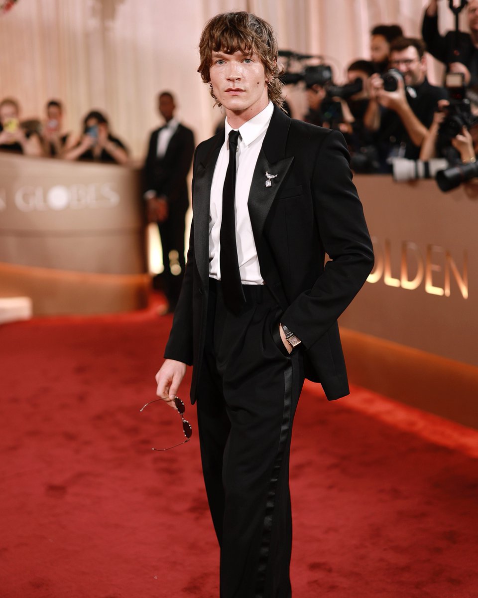 SELFmagazine's tweet image. Don’t text, my show is on. #HeatedRivalry stars #HudsonWilliams and #ConnorStorrie have arrived on the #GoldenGlobes red carpet and GIRL. We’re loving every second of it.