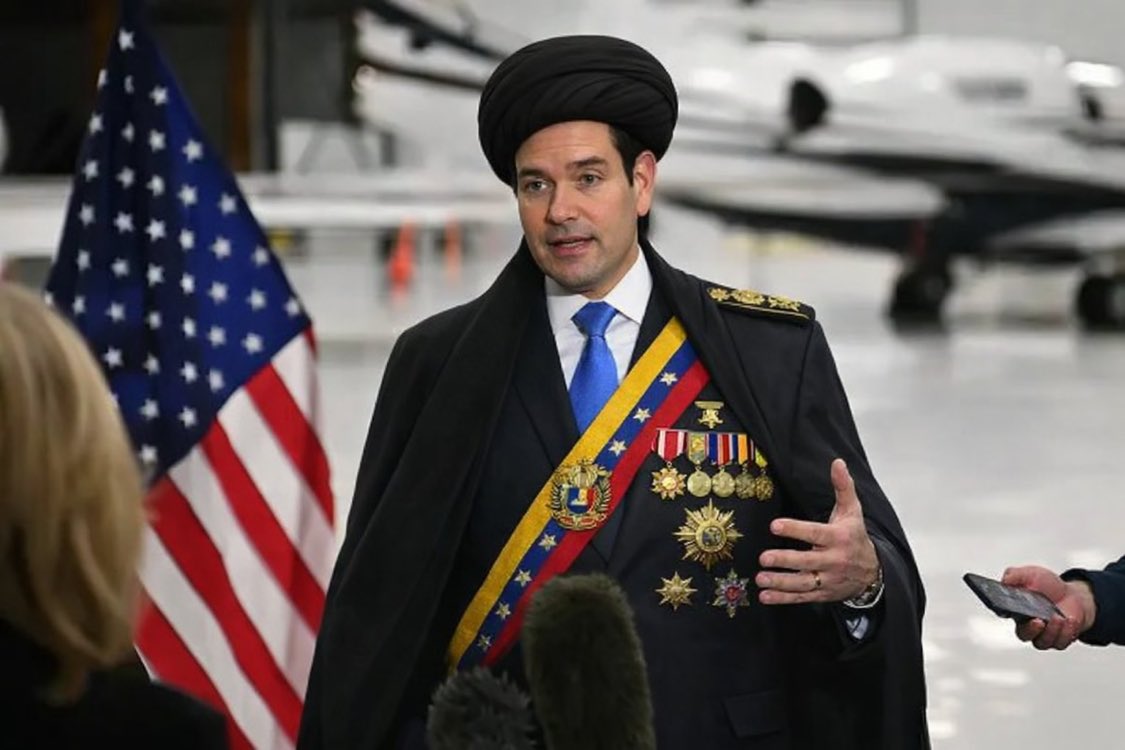 卢比奥要火的节奏🔥😄…… 这混搭不错，拉丁裔的底色，什叶派包头原教旨主义的绝望气息扑面而来，再披件因纽特人的海豹皮袄就齐活了。。。  真是能者多劳啊，川普内阁的头牌一哥！👍