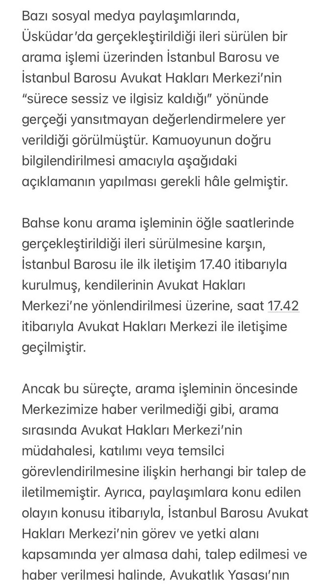 İstanbul Barosu Avukat Hakları Merkezi tweet media