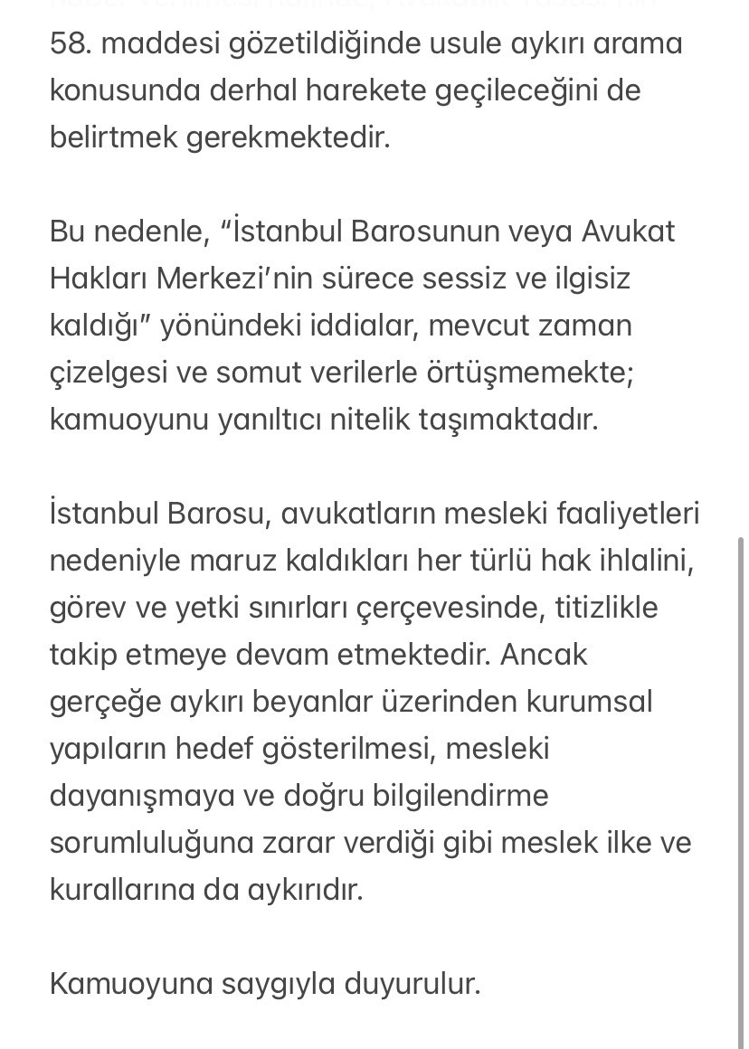 İstanbul Barosu Avukat Hakları Merkezi tweet media