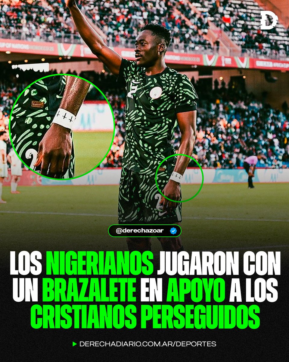 derechazoar's tweet image. 🇳🇬🚨 RESPETO TOTAL: Los jugadores de Nigeria utilizaron un brazalete apoyando a los cristianos perseguidos y asesinados en su país.