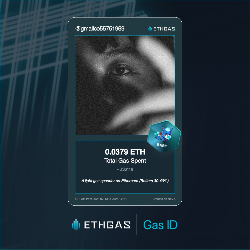 gmailco55751969's tweet photo. Discovered my Gas ID via ETHGas - turning my gas spend into rewards 🫘

As a Baby Jack, I've spent 0.0379 ETH on gas but earned 8 Beans back.

Get your Gas ID and Beans here: https://t.co/e4qfhRxZ0d https://t.co/Q8pAh5CobP